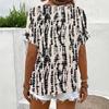 European and American Style New Loose Printing Short-sleeved Shirt Women's V-neck Casual Top Fashionable and Versatile