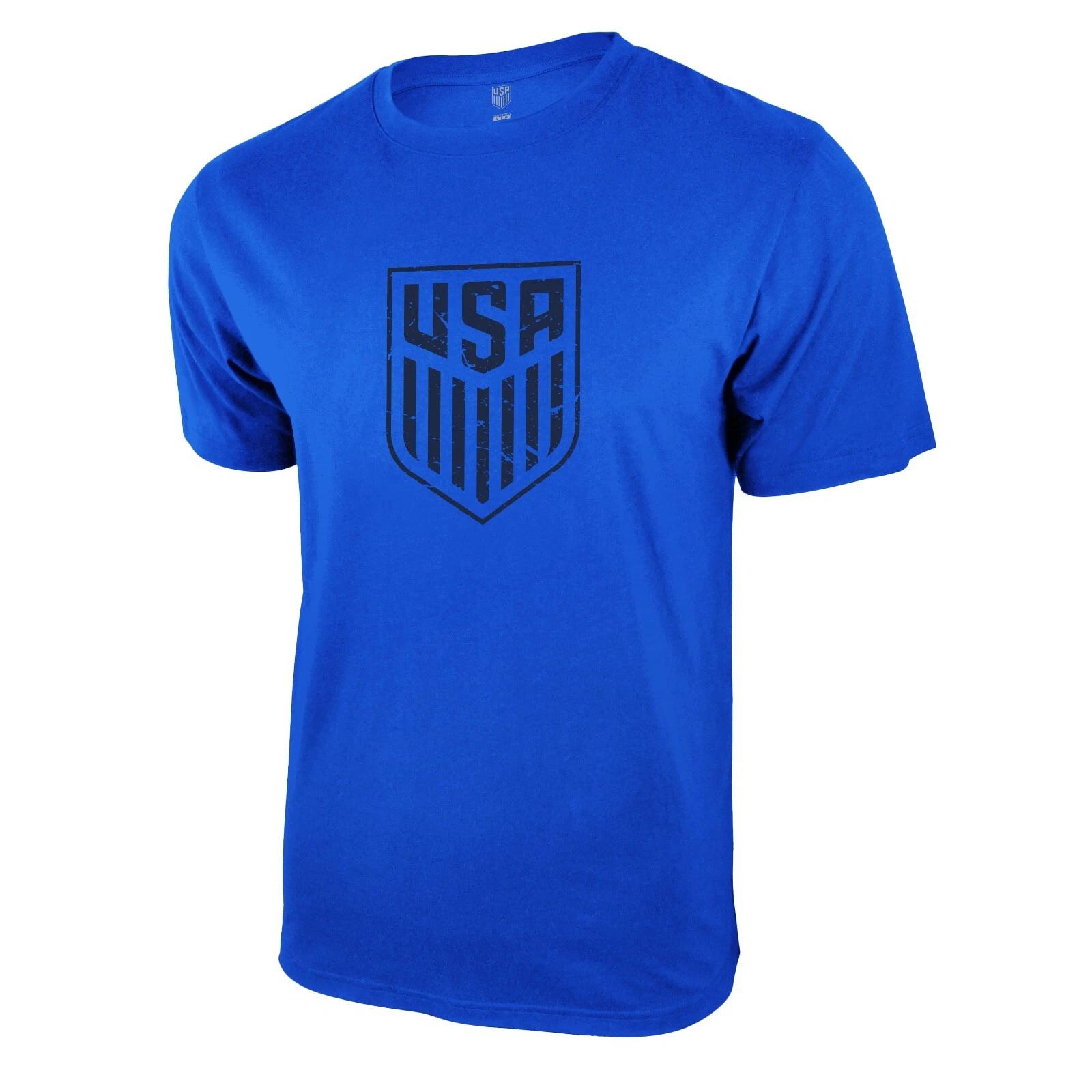 U.S. Soccer Federation USMNT Logo Adult T-Shirt Add NAME & NUMBER Royal Blue Co S