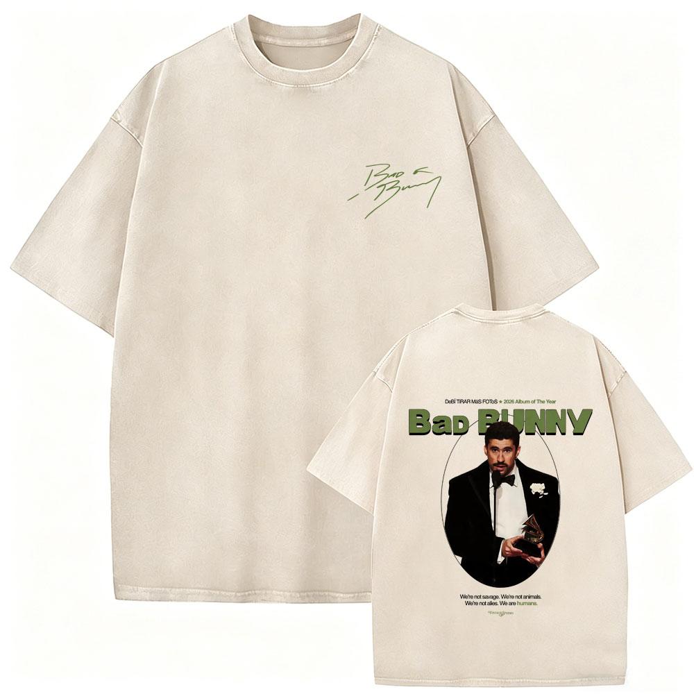 Gewaschenes Vintage Rapper Bad Bunny T-Shirt Debi Tirar Mas Fotos DTMF Welttournee T-Shirts Herren Damen Mode Hip Hop Beliebte T-Shirts