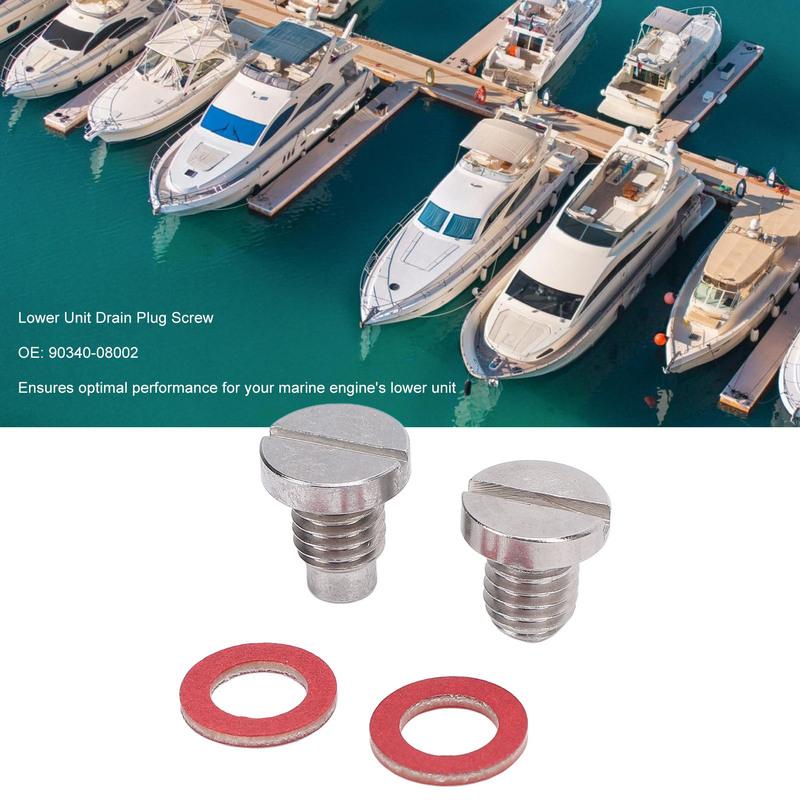New Lower Unit Drain Plug Screw Kit Stainless Steel 90340-08002 for Outboard Engine 5HP 6HP 8HP 9.9HP 15HP 90HP 115 to 300HP