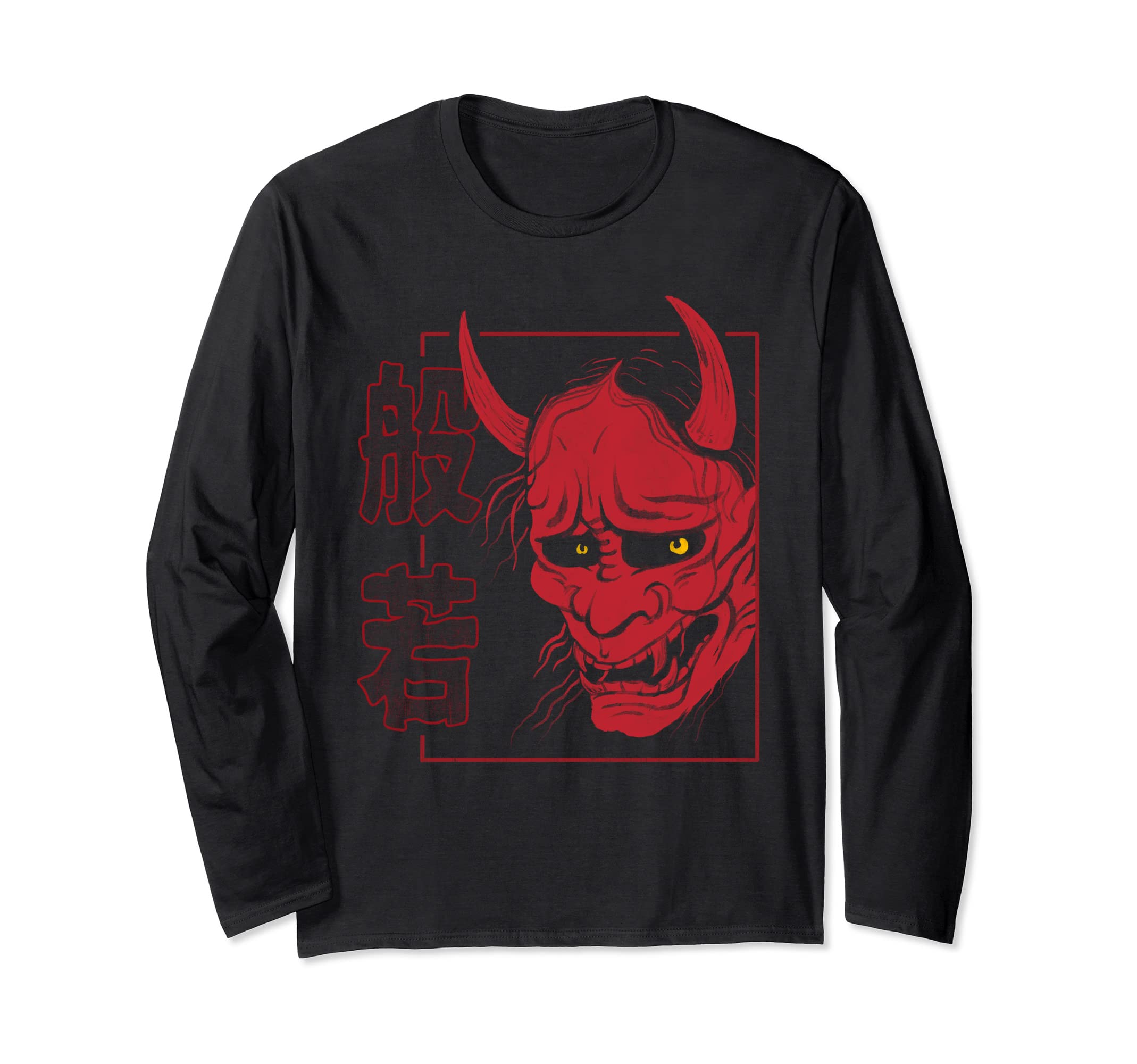 

Japanese Hannya Noh Demon or Oni Skull Aesthetic Tattoo Long Sleeve Mask T-Shirt чёрный