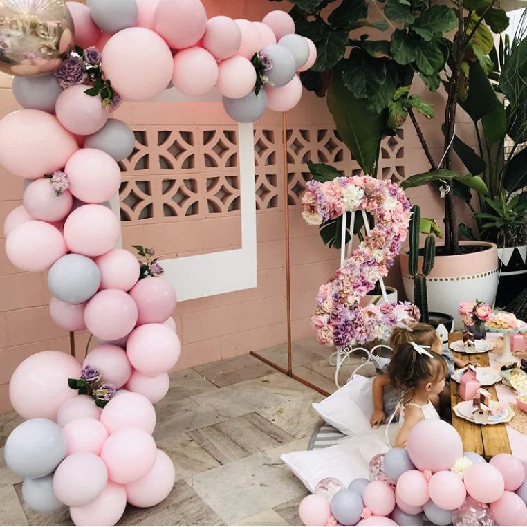 Macaron Balloon Chain Package, Pink Grey Balloon Birthday Party Wedding Decoration Balloon