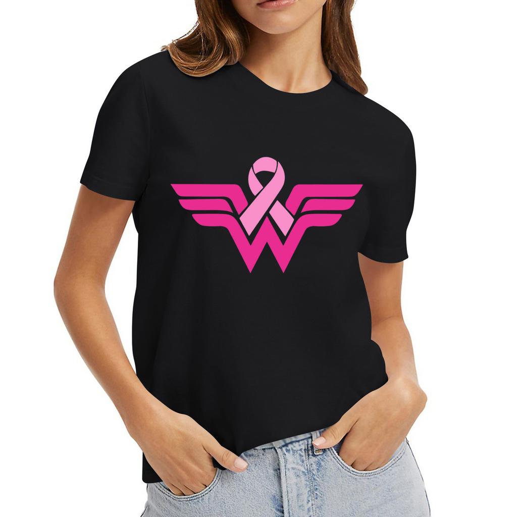 Adult Round Neck Casual Printed Short-sleeved T-shirt Top