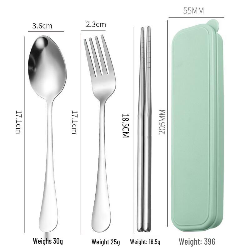 ZISIZ Portable Stainless Steel 3-Piece Cutlery Set
