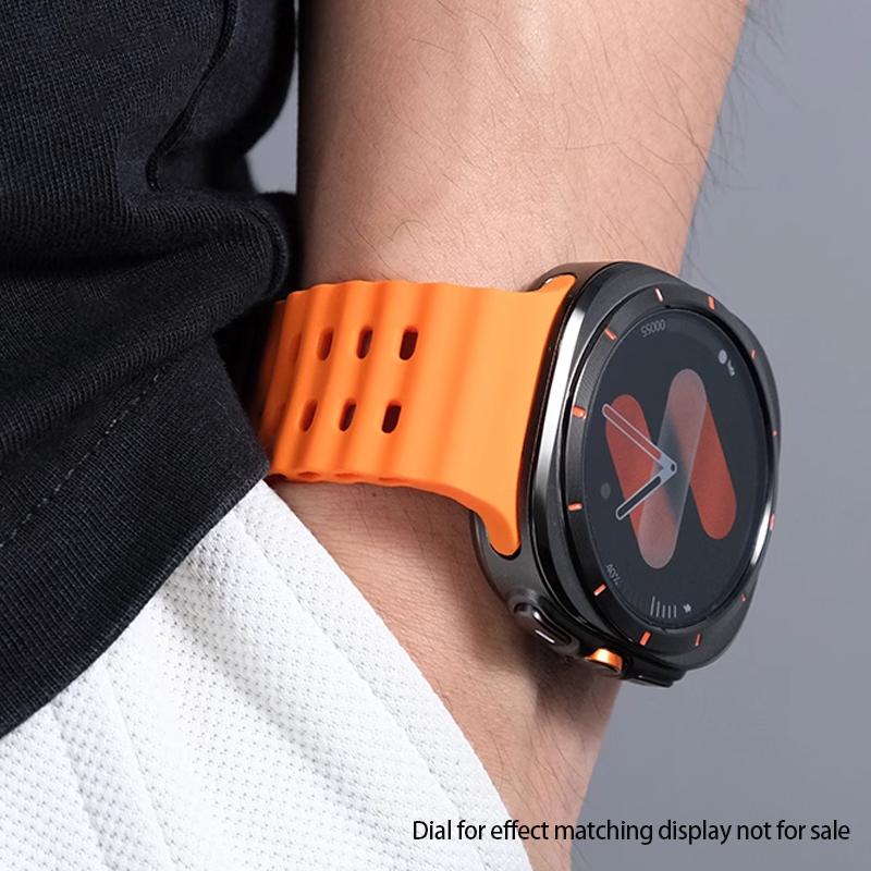 For Samsung Galaxy Watch Ultra 47mm Silicone Strap Marine Silicone Sport  Bracelet Correa Galaxy watch 7 Ultra Band Black Orange