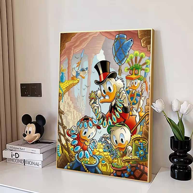Disney 5D DIY Diamond Painting Decoration Set Scrooge McDuck Treasure Hunt Theme Illustration Diamond Embroidery Rhinestone Cross Stitch Kit Handmade