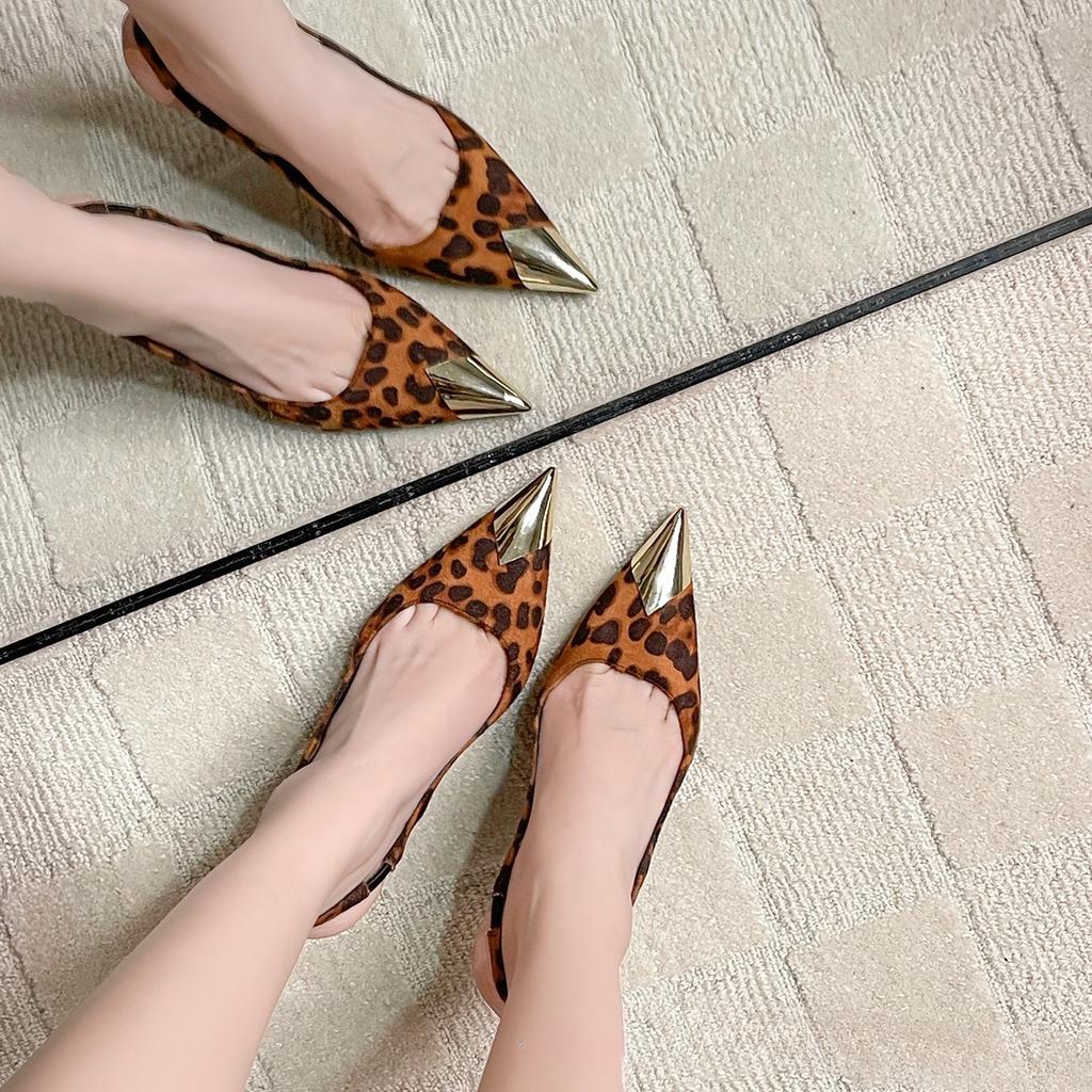 Women French Stiletto Heels Sexy Thin Heel Iron Toe Open Back Sandals Summer Breathable Shoes