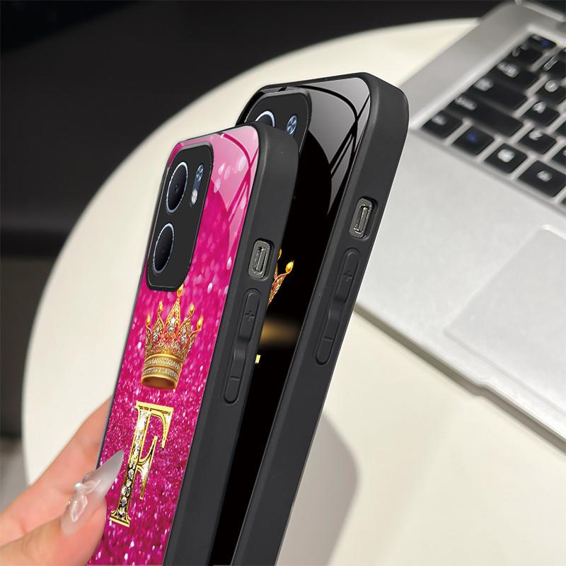 For OPPO A5X 4G 5G CPH2725 Case Fashion Letters Design Hard Tempered Glass Back Covers For OppoA5X A 5X Shockproof Phone Shell