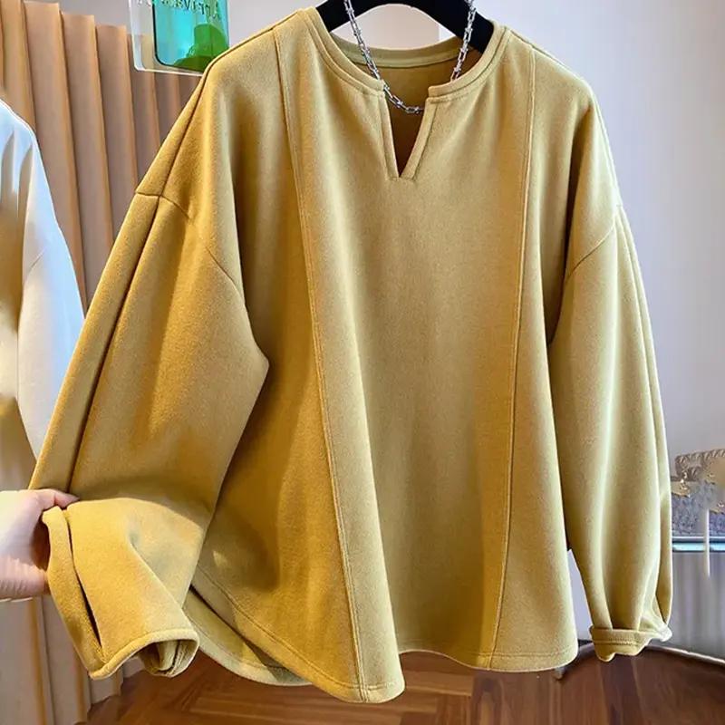 Sweatshirt for Women Oversize V Ncek Thickened Loose Casual Pullover Long Sleeve Winter Sweatshirt Top
