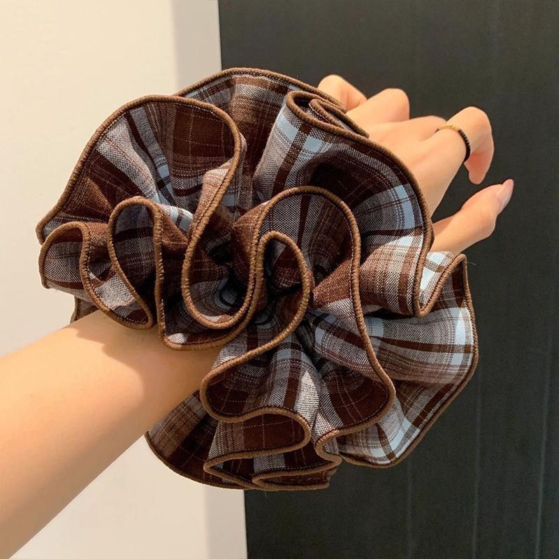 Retro Plaid Hairband French Temperament Elastic Hair Rope Hair Accessories