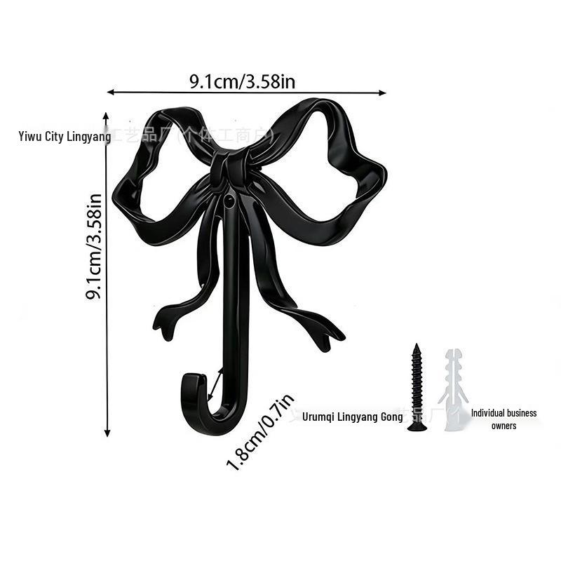 Alloy Bow Wall Hook for Living Room, Bathroom, and Entrance Decoration