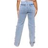 Women's Summer High Waist Wide Leg Ripped Jeans