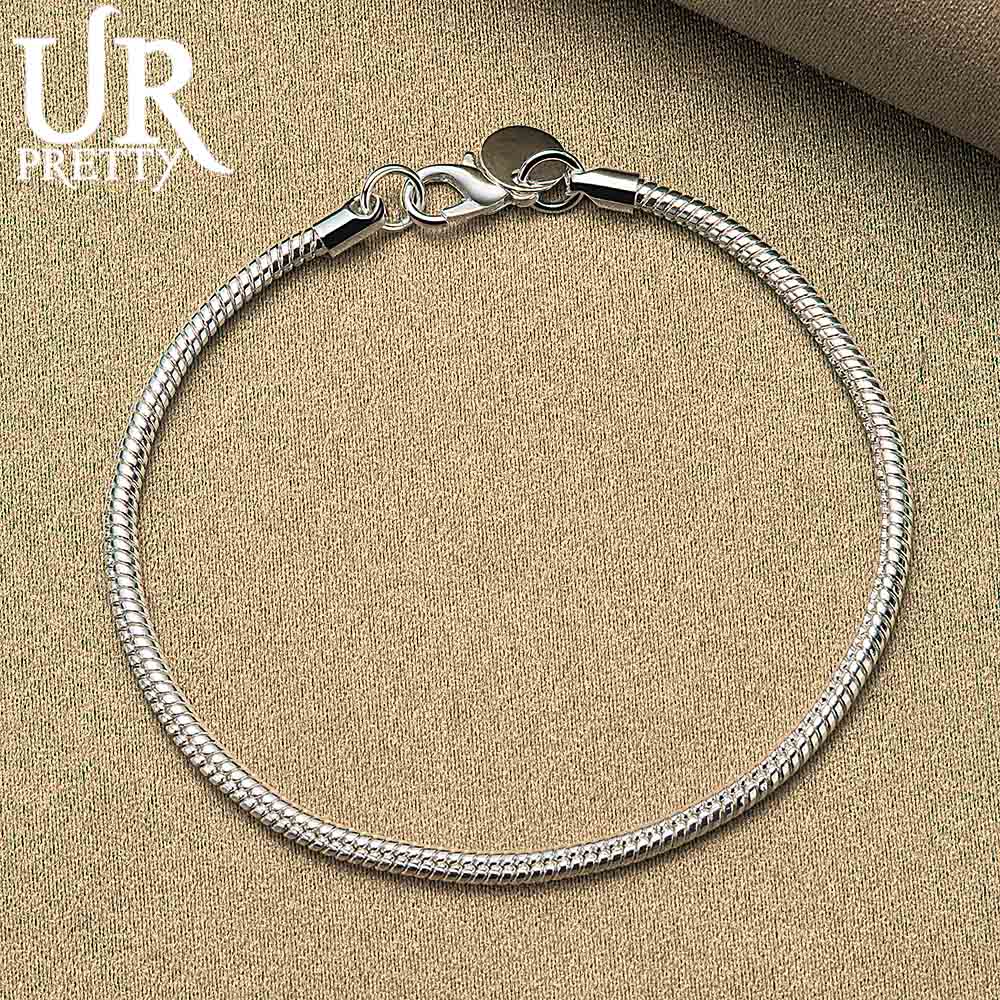 925 Sterling Silver 3MM Snake Chain Bracelet Fashionable Wedding Jewelry