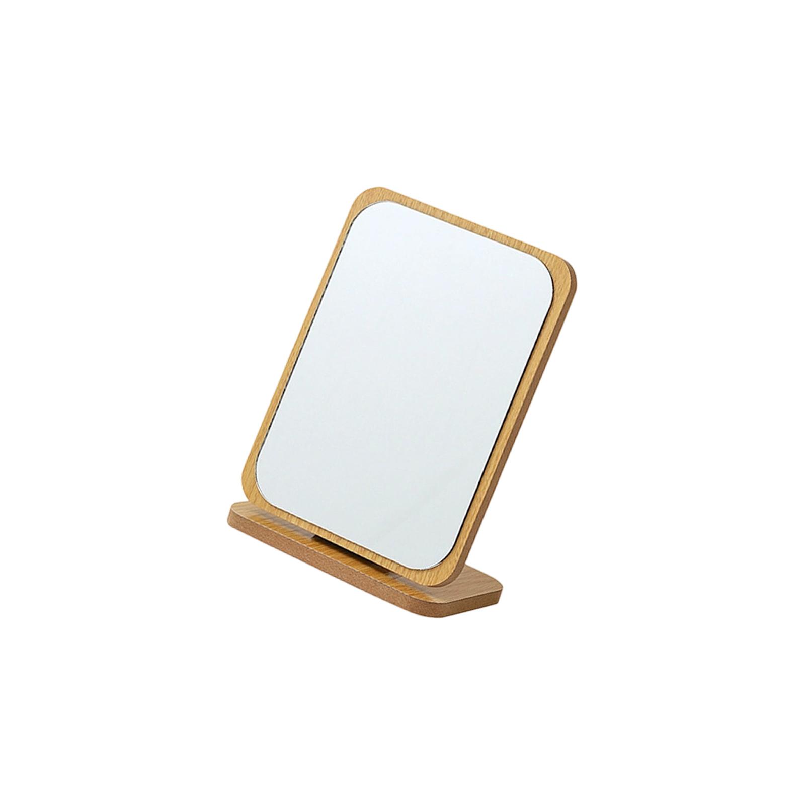 Vanity Makeup Mirror with Wooden Stand,Portable Mirror Table Desk Counter Top Mirror Bathroom Shaving Mirror for Womens