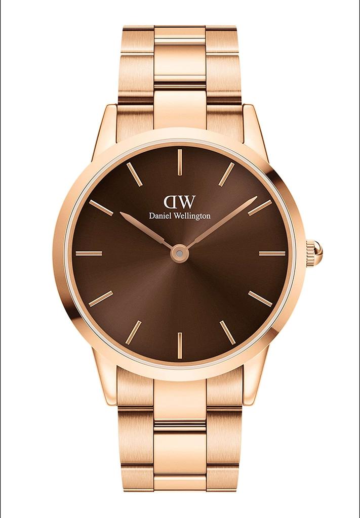 Daniel Wellington Iconic Link Armbanduhr 40mm Roségold Silber Edelstahl Gliederarmband Roségold Braun