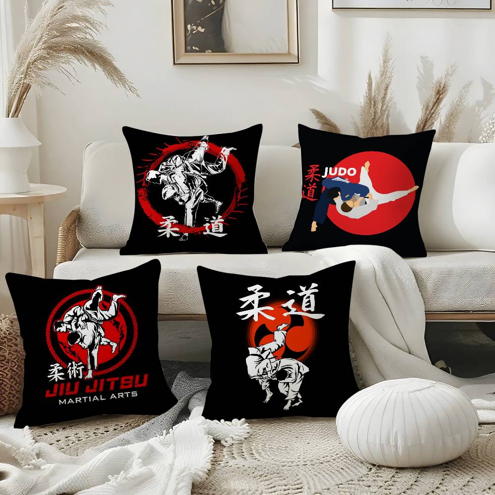 Sports Judo Martial Arts Pillow Case Sofa Short Plush Double-Sided Hd Printing Room Home Office Gift Cushion Cover