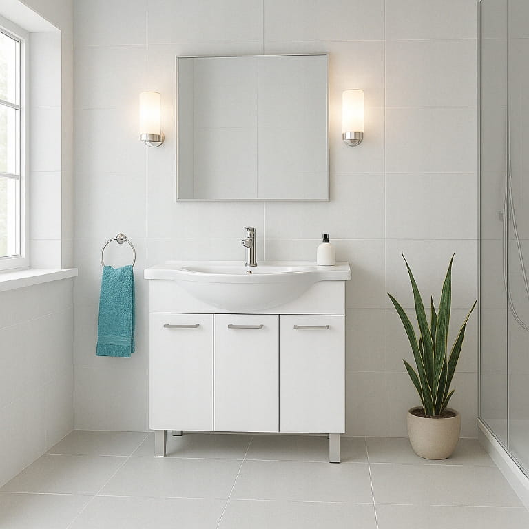 Freestanding Bathroom Cabinet with Washbasin 75 Solid White Mea