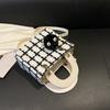 Wool Blend Girl Shoulder Bag With Plaid Pattern For Casual Daily Use