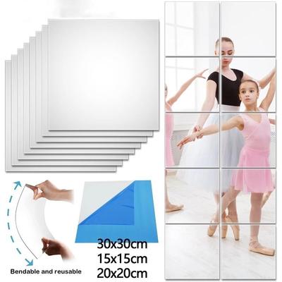 Self-Adhesive Mirror Wall Stickers 1.6mm Thick Flexible Acrylic Mirror Sheet 20/30/40cm DIY Non Glass Mirror Stickers