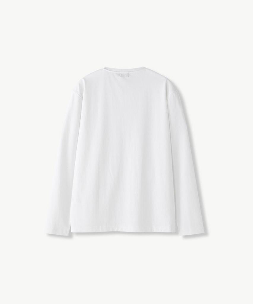STCO [Black Label] Supima Slit Neck Long Sleeve T-Shirt White (Regular Fit)_Stsvz91Nsw