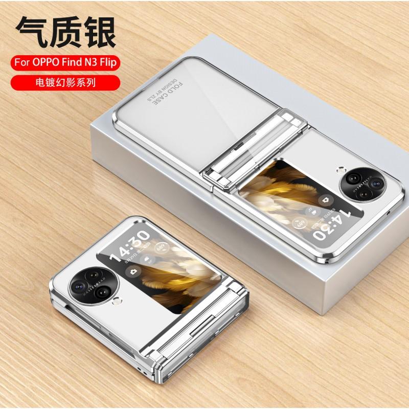 OPPO Find N3 Flip Phone Case Full Cover Transparent Electroplated Hinge Shockproof PC Shell With Magnetic Adsorption