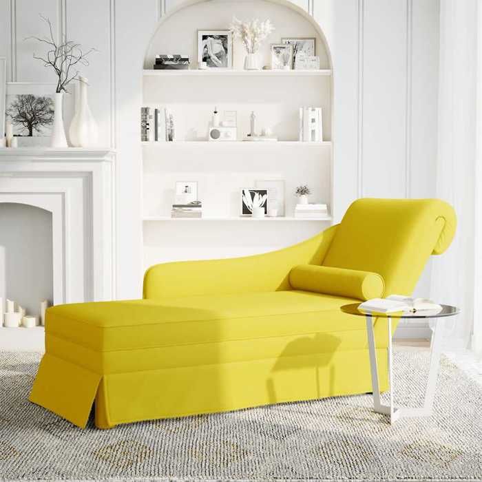 VidaXL Fauteuil long avec traversin et accoudoir droit jaune velours, fauteuil, fauteuil de détente, fauteuil long 4009788