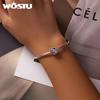 WOSTU 925 Sterling Silver Purple Bright Flowers Charms for Making Bracelet or Bangle DIY Jewelry