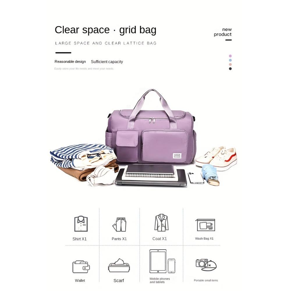 Unisex Large-capacity Travel Bag - Polyester, Fitness Bag with Multiple Compartments, Adjustable Shoulder Straps for Women's Duffel Bags, Fitness Bags