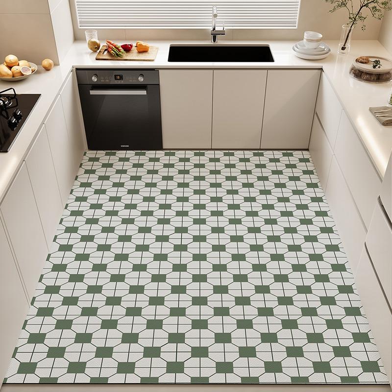 Kitchen Floor Mats Large Area Plaid Carpet Waterproof Oil-proof Rug Pvc Leather Non-slip Foot Mat Home Decoration Rugs Alfombrar