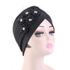 4Pcs Women Turban National Style Diamond Flower Beanie Elastic Head Wrap Cap Chemo Headwear Accessories