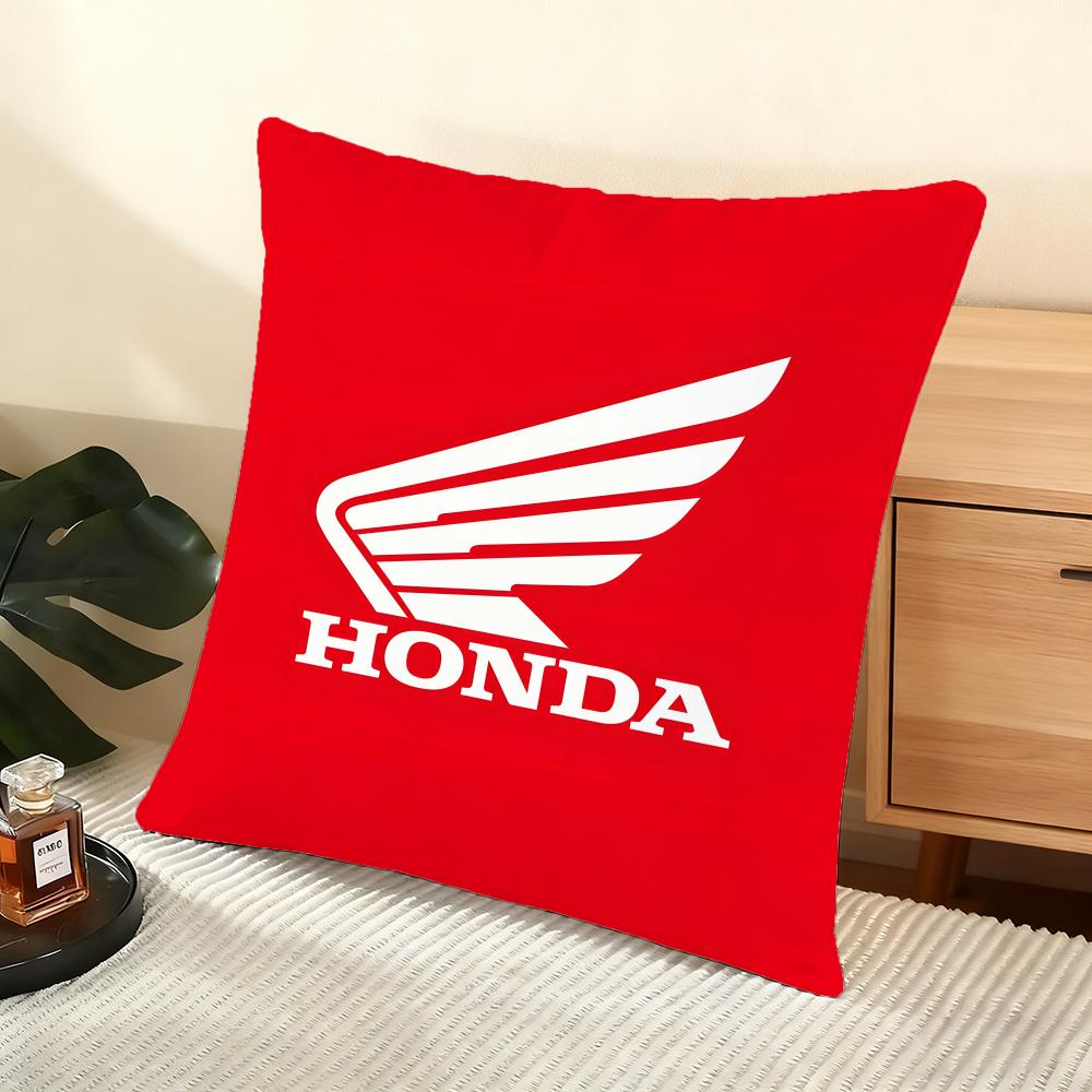 H-H-Honda Motocyklový Potah na Polštář Hedvábný Krátký Plyš Potah na Polštář Domácí Pohovku - Neviditelný Zip Domácí Dekorace