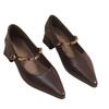 Pointed Single Shoes Medium Heel Thick Heel Women's Shoes 2025 New Autumn French Retro Fashion Versatile Mary Jane Small Leather Shoes
