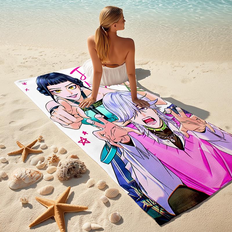 1pc KPop Demon Hunters ZOEY6 Beach Towel, Comfortable and Thick, and Swimming/Bath/Picnic/Camping Towel, Suitable for Seaside Beaches