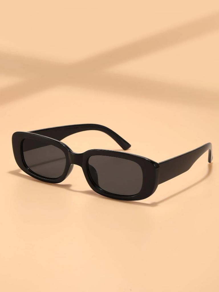 1Pc Y2K Black Frame Small Square Sunglasses Street Fashion Brand for Trendy Girls, Uv Protection, Same Style for Men and Women