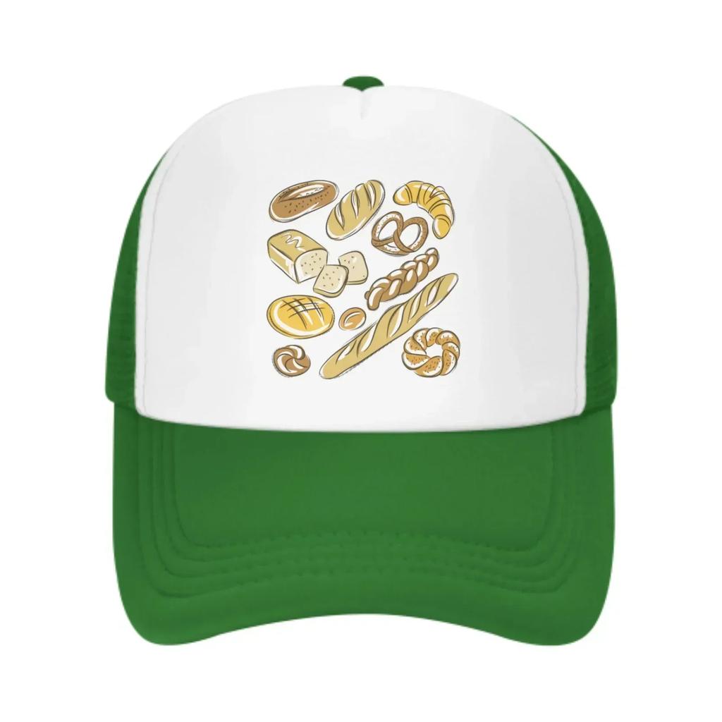 Bakery Baguette Mesh Trucker Hats for Men Women Adjustable Casual Fashion Baseball Caps for Outdoor Activities