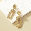 European & American Geometric Floral Metal Dangle Earrings - Retro Rectangular Design