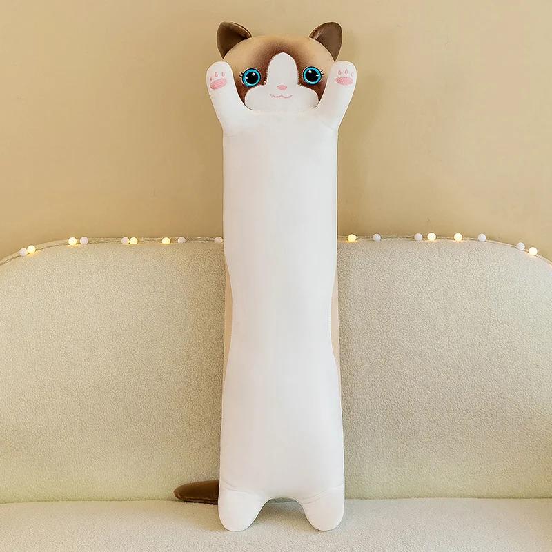 19.5in Cute 50cm Cat Plush Toy Long Pink Brown Grey Sleeping Cats Leg Pillow Squishy Little Animal Doll Appeasing Plushie Gift