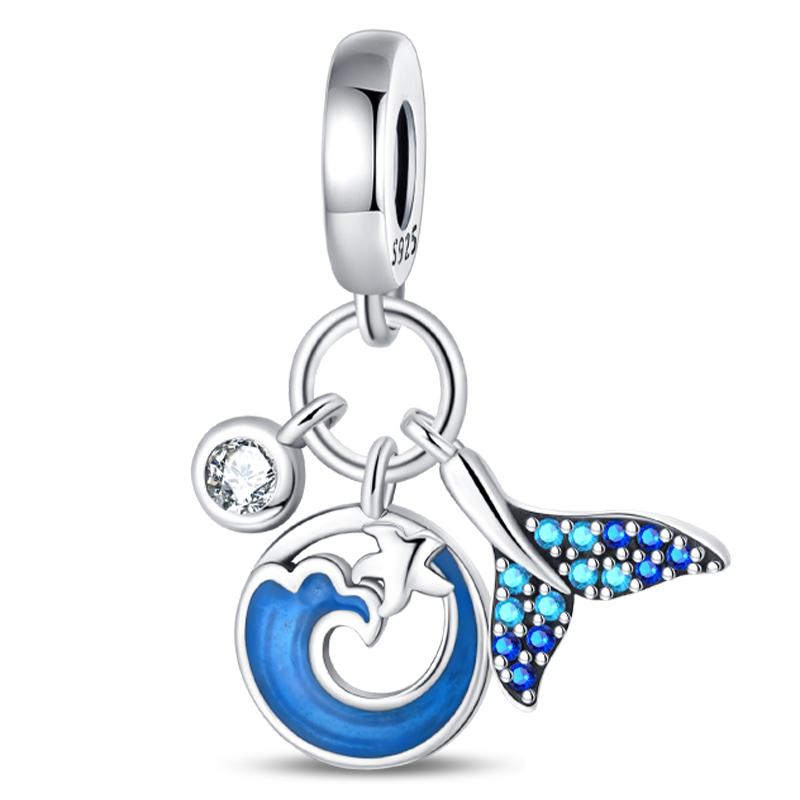 Fashion 925 Silver Summer Ocean World Series Sea Turtle Starfish Crab Octopus Charms Beads Fit 925 Bracelet DIY Jewelry