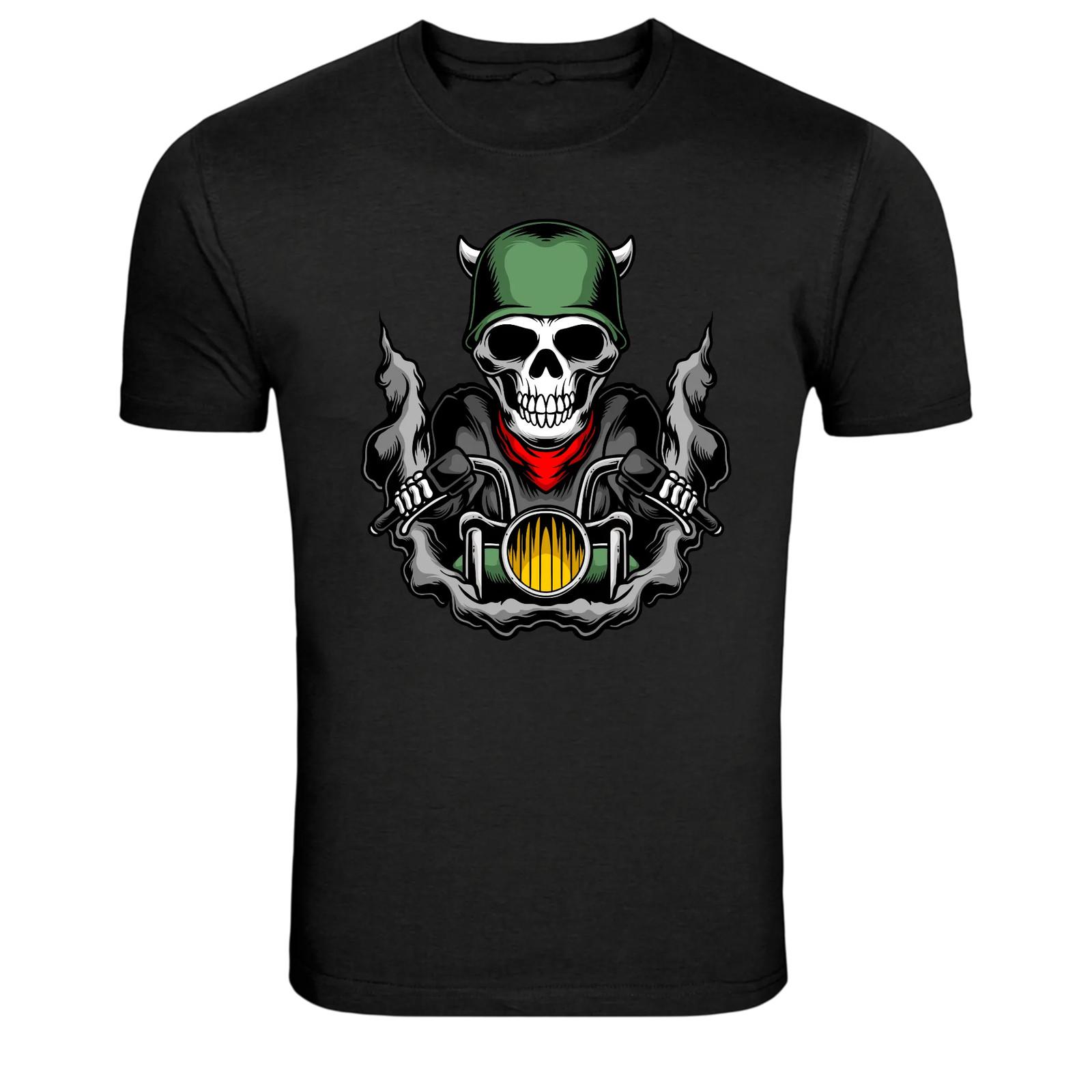 Skeleton Biker Riding Motorcycle Dark Rider T-Shirt S