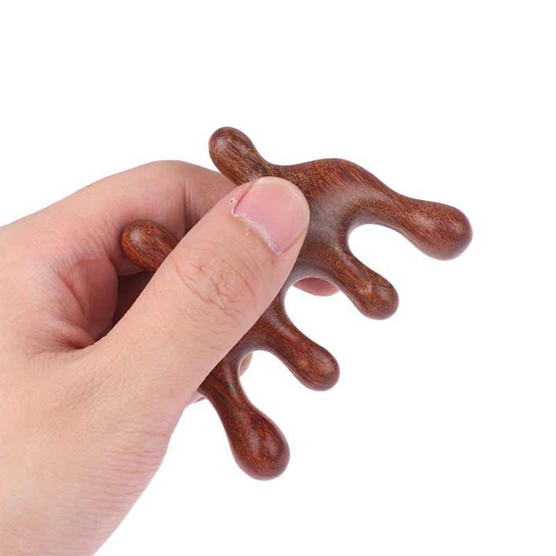 Massaggiatore per occhi, naso e meridiani in legno di sandalo Strumenti per massaggio del viso e del corpo Manico in legno Guasha Raschietto per massaggiatore per punti di agopuntura