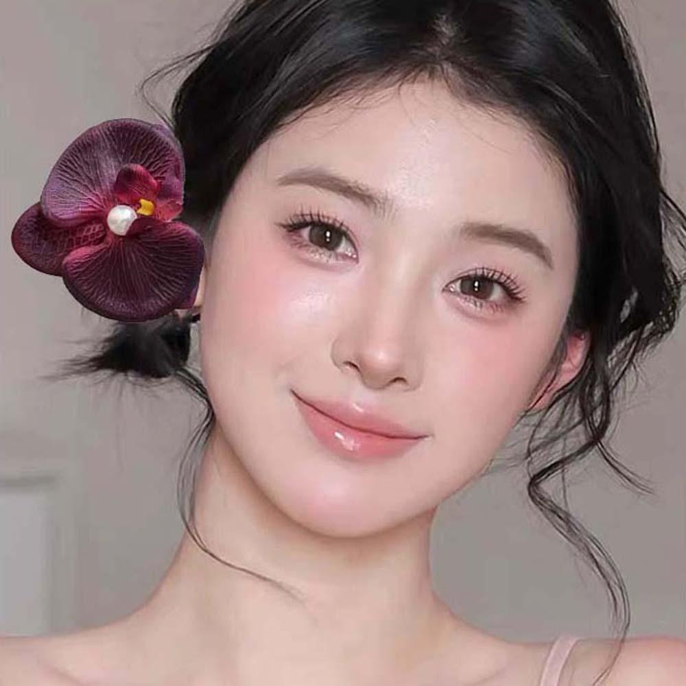 Thai Style Butterfly Orchid Hair Clip Sweet Women Side Clip Simple Orchid Flower Hairpin  Beach