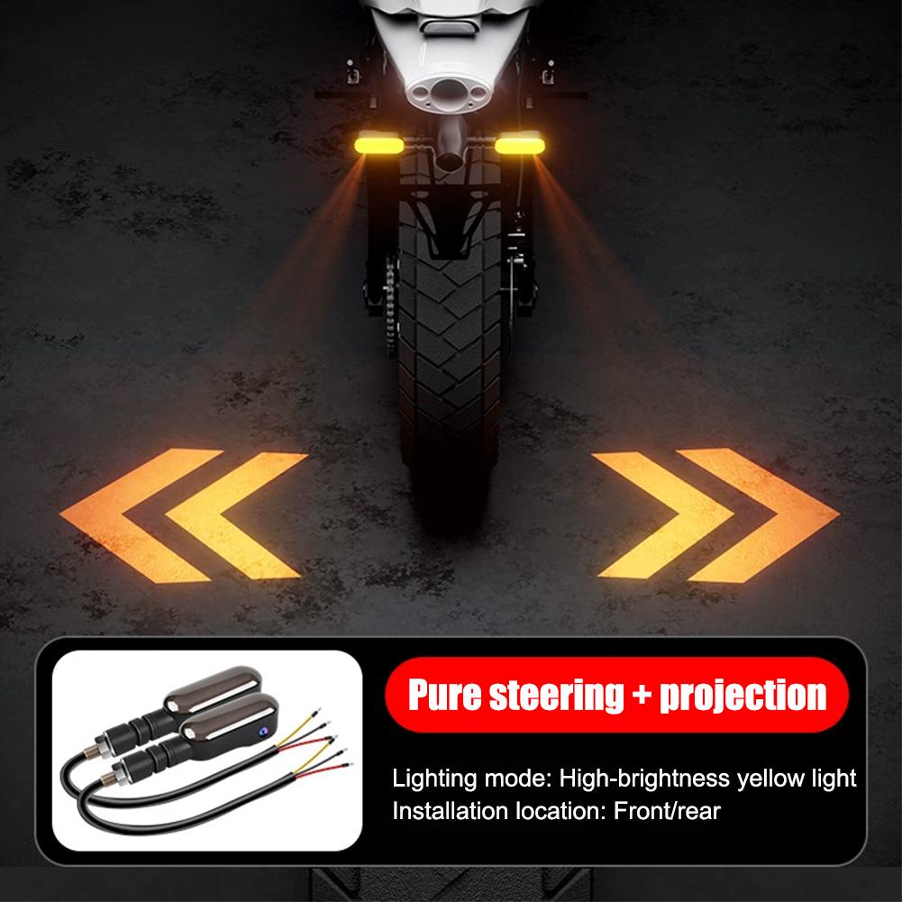 1Pair Motorcycle LED Turn Signals  Flowing Dynamic Blinkers High Brightness Waterproof Projection Turn Light for Motorbike