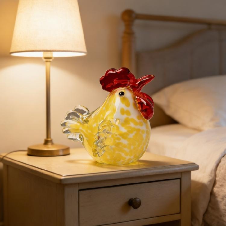 Figure di Gallo Seduto Galline in Vetro Soffiato Statua Sculture di Animali Figura Decorativa da Collezione Arredamento per la Casa