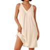 Women's Fashion Sleeveless Lightweight V-Neck Short Evening Solid Color Dresses
