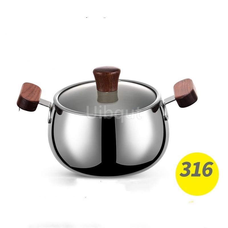 316 Stainless Steel Milk Saucepan with Lid Round Pasta Pot Cookware Stockpot Stovepot for Hotel Camping Restaurant 12 14cm