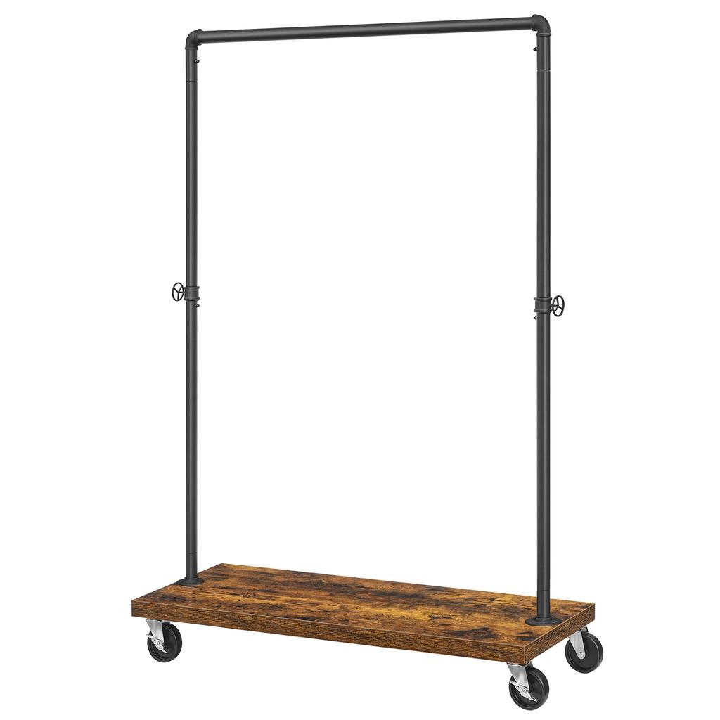 VASAGLE Clothes Rack, Heavy Duty Clothing Rack, Industrial Pipe Style Rolling Garment Rack with Shelf, for Bedroom