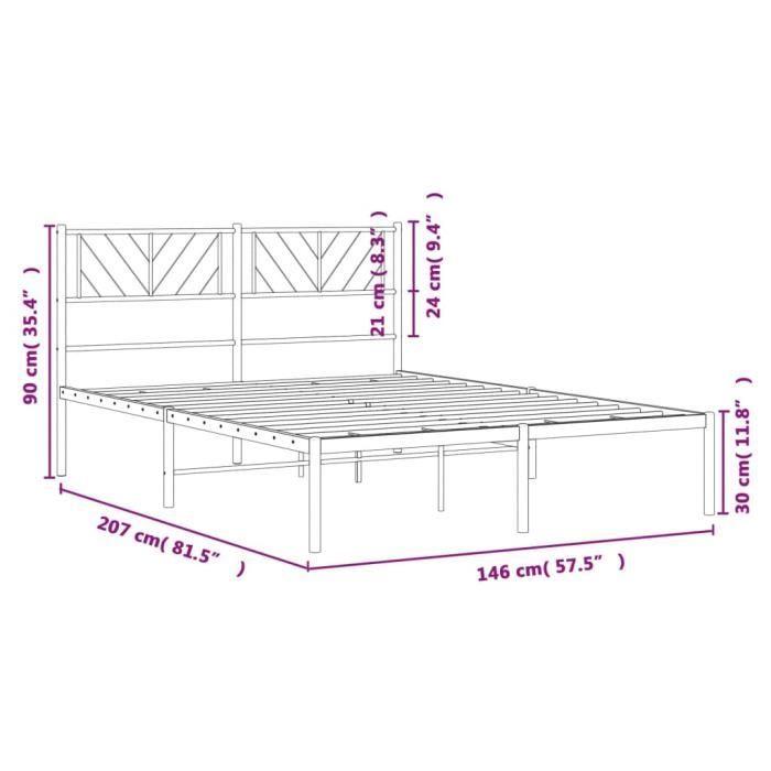 VidaXL Metal Bed Frame with Black Headboard 140x200 Cm 372180