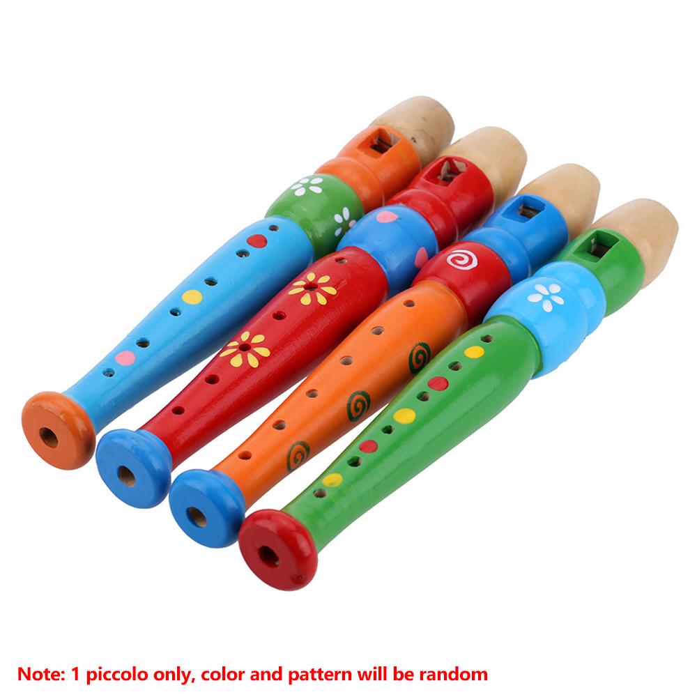 Wooden Piccolo Flute Sound Musical Instrument Early Education Toy Gift for Baby Kid Child