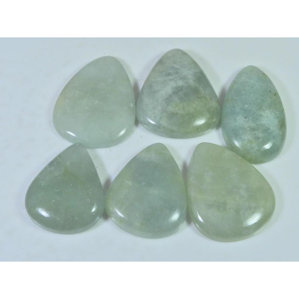 211Cts. Natural Aquamarine Pear Cabochon Loose Gemstone 06Pcs Lot 27-33 MM C-1493
