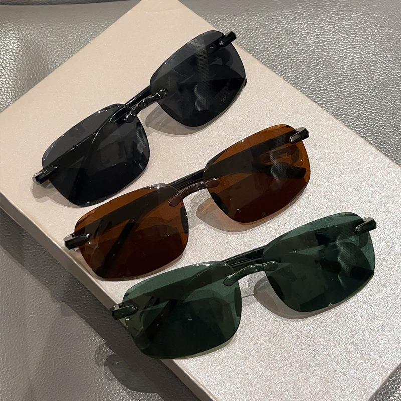 3PCS New Square Frameless Cut Edge Sunglasses for Driving and Fishing Trendy and Fashionable Anti Glare Sunglasses